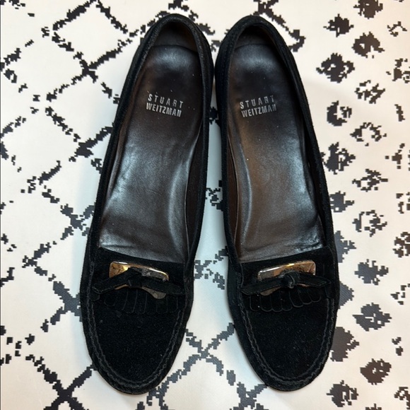 Stuart Weitzman Women’s Black Suede Loafers w/ Silver Metal Accent - Size 8.5 SS - Picture 1 of 14